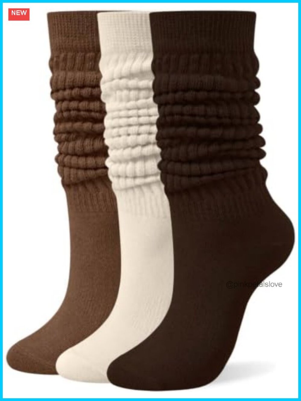 Women's Cotton Blend Slouch Socks Ribbed Retro Scrunch Crew Calf Socks